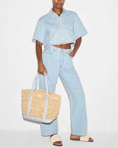 MZ Wallace Medium Raffia Tote - Raffia/Chambray