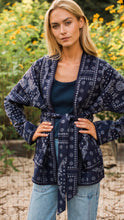 Load image into Gallery viewer, Marea Quilted Wrap Coat - Navy Bandana