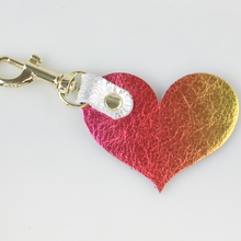 Load image into Gallery viewer, Zina Kao Two Tone Leather Heart Keychain - 12 Colors