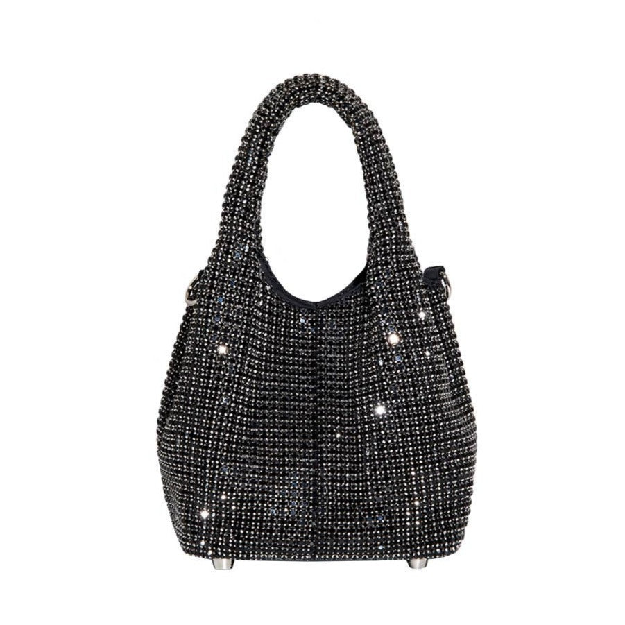 Melie Bianco Thea Small Crystal Top Handle Bag - Black