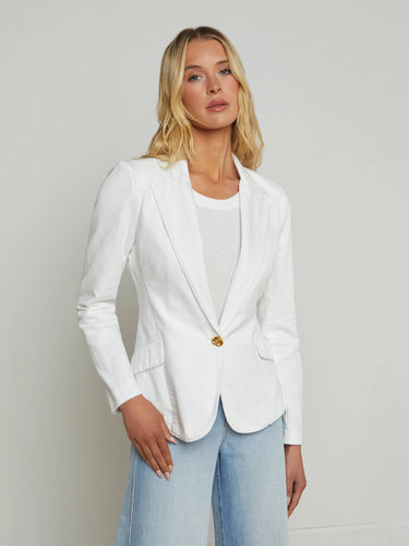 L'Agence Baldwin Denim Blazer - Blanc