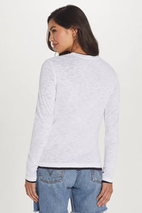 Goldie Reversible Long Sleeve Double Layer Tee - White/Navy