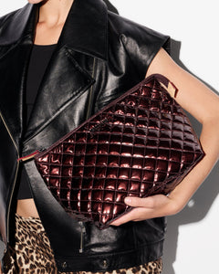 MZ Wallace Large Zoey Cosmetic Bag - Bordeaux Lacquer