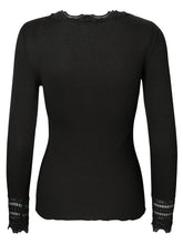 Load image into Gallery viewer, Rosemunde Silk T-shirt Longsleeve w/Lace - Black