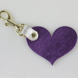 Zina Kao Two Tone Leather Heart Keychain - 12 Colors