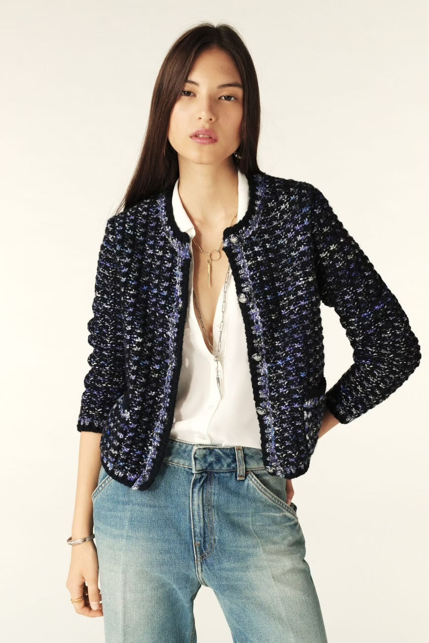 ba&sh Beloni Short Knit Cardigan - Blue