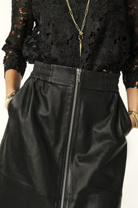 ba&sh Pona Leather Skirt - Black