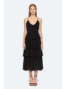 Sea Siya Silk Layered Dress - Black