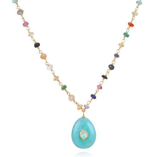 Amelia Rose Jewelry Amazonite & Topaz Pear Rainbow Necklace