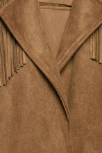 Load image into Gallery viewer, Faux Suede Fringe Jacket - Brown