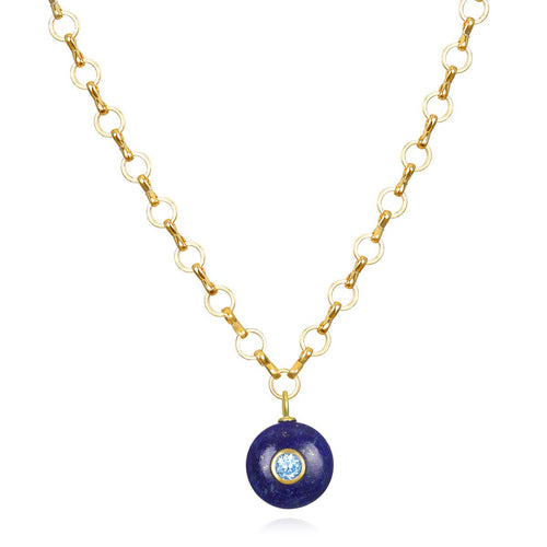 Amelia Rose Jewelry Lapis & Blue Topaz Petite Loop Necklace