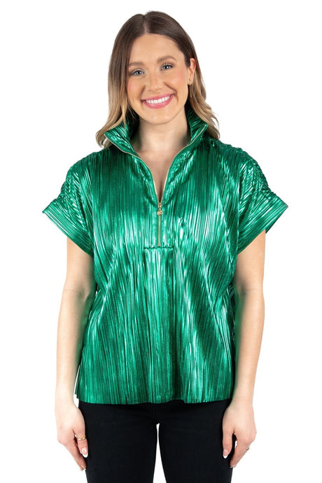 Emily McCarthy Poppy Pullover - Jolly Green Crinkle Rayon