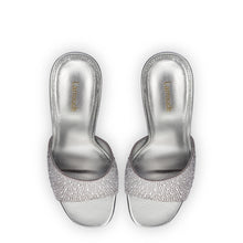 Load image into Gallery viewer, Larroude Colette Crystal Mule - Gray Suede