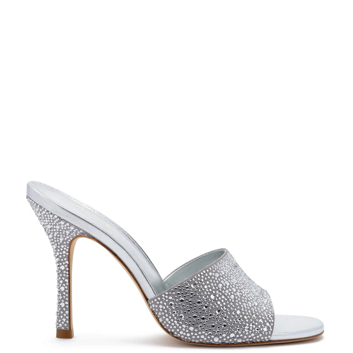 Larroude Colette Crystal Mule - Gray Suede