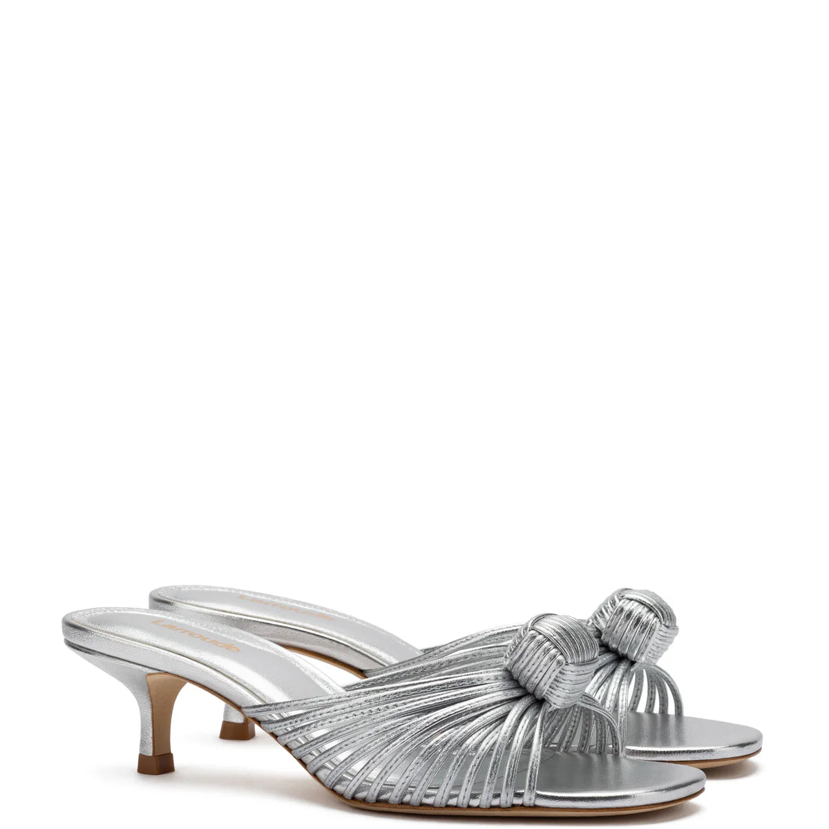 Larroude Valerie Mule - Silver Metallic Leather