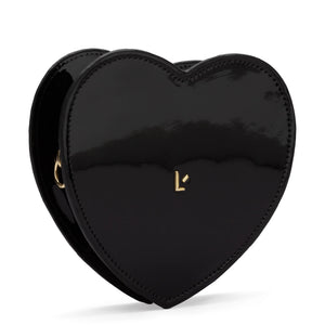 Larroude Heartbreaker Crossbody Bag - Black Vegan Patent Leather