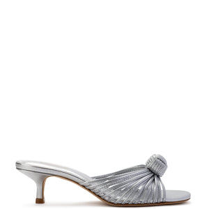 Larroude Valerie Mule - Silver Metallic Leather