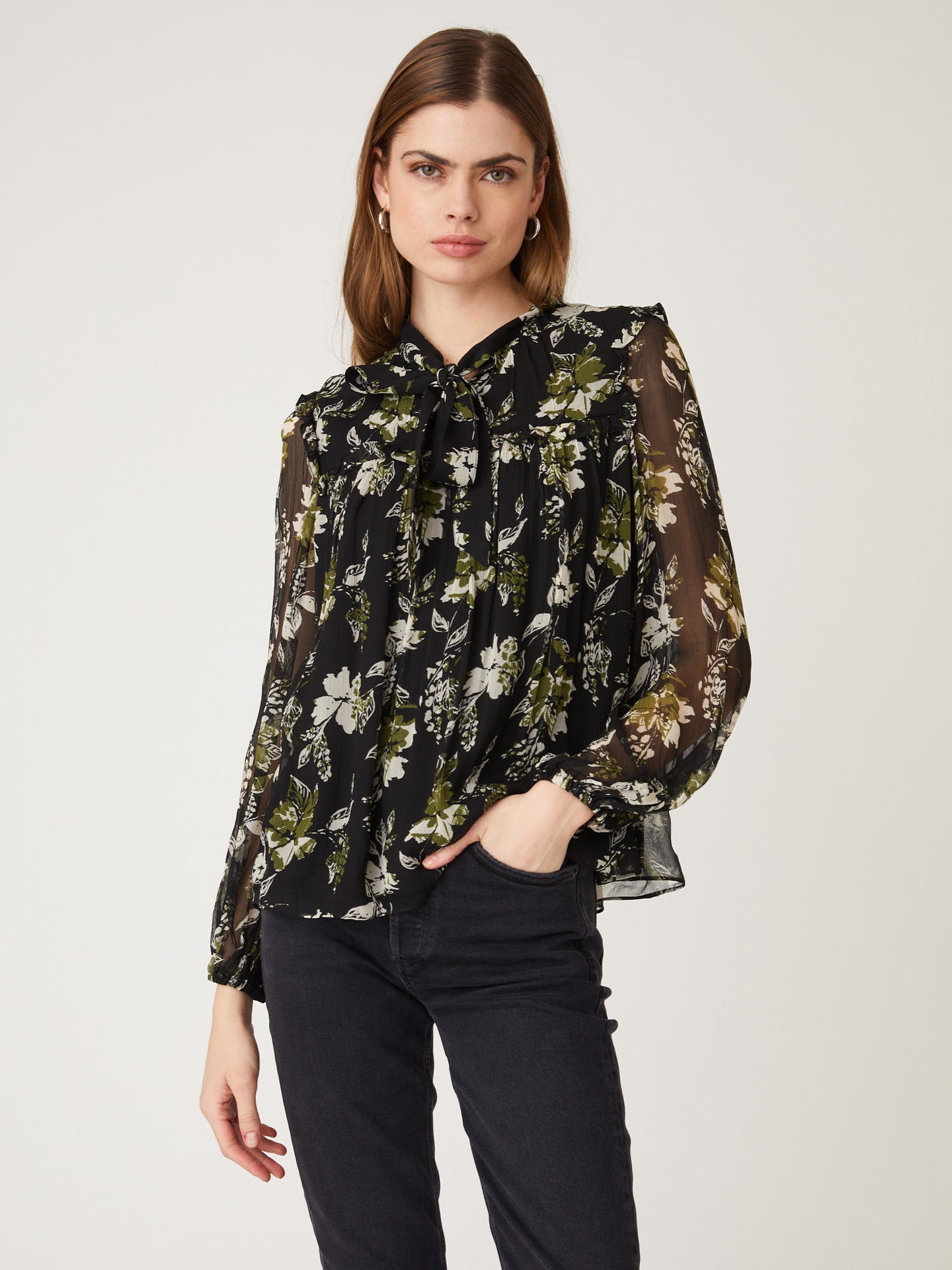 Shoshanna Julia Top - Jet/Olive/Ivory