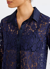Load image into Gallery viewer, Bella Dahl Lace Contrast Button Down - Midnight Sky