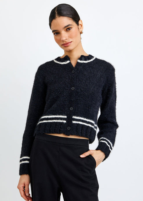 Bella Dahl Contrast Stripe Cardigan - Black
