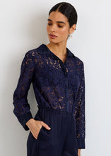 Load image into Gallery viewer, Bella Dahl Lace Contrast Button Down - Midnight Sky