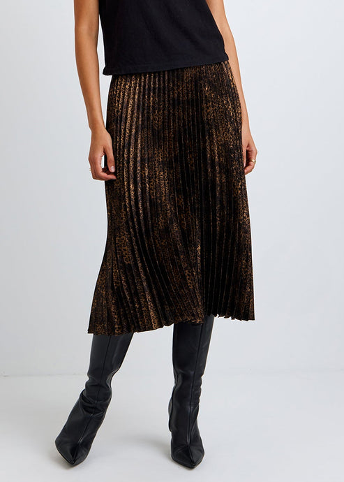 Bella Dahl Pleated Skirt - Micro Leopard