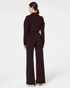 SPANX AirEssentials Long Sleeve Wide Leg Jumpsuit - Truffle Brown