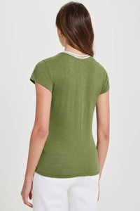 Goldie Vibrant Shimmer Tipped Ringer Tee - Loden