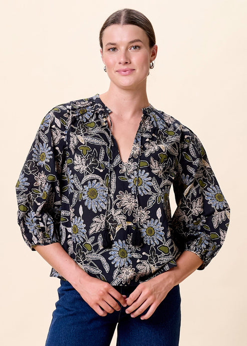 Cleobella Belle Blouse - Dark Magnolia Floral Print