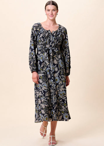 Cleobella Melinda Midi Dress - Dark Magnolia Floral Print