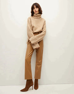 Veronica Beard Bolina Herringbone Knit Sweater - Camel
