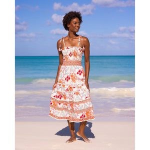 Bell by Alicia Bell Liberty Midi Dress - Orange Turquoise Floral