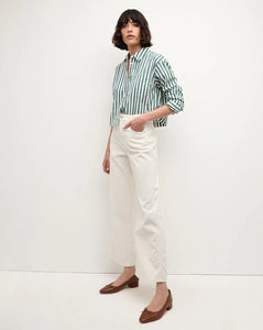 Veronica Beard Maia Striped Top - Pine/White