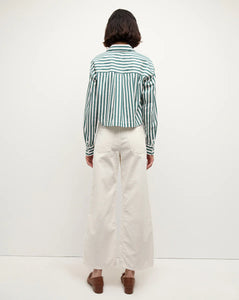 Veronica Beard Maia Striped Top - Pine/White