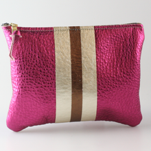 Load image into Gallery viewer, Zina Kao The Carter Pouch Metallic Stripes - Fuschia