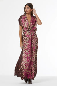 Young Fabulous & Broke Hellen Satin Dress - Wild Orchid Boa Wash