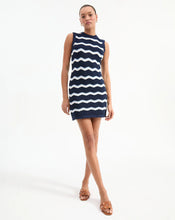 Load image into Gallery viewer, Veronica Beard Templeton Knitted Dress - Navy/Off-White/Bluebell