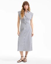 Load image into Gallery viewer, Veronica Beard Haydon Sleeveless Midi Shirtdress - Navy/White