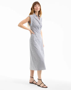 Veronica Beard Haydon Sleeveless Midi Shirtdress - Navy/White