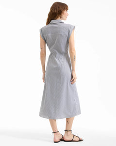 Veronica Beard Haydon Sleeveless Midi Shirtdress - Navy/White