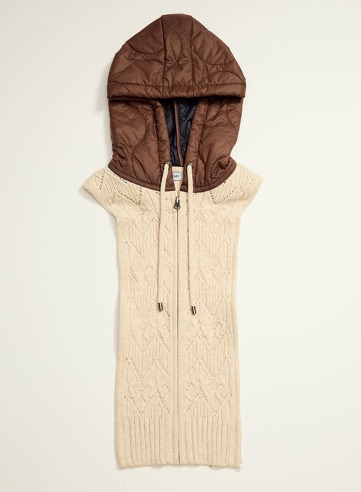 Veronica Beard Orine Hoodie Dickey - Mocha/Heathered Sand