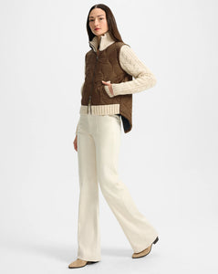 Veronica Beard Patra Knit-Sleeve Quilted Jacket - Mocha/Heathered Sand
