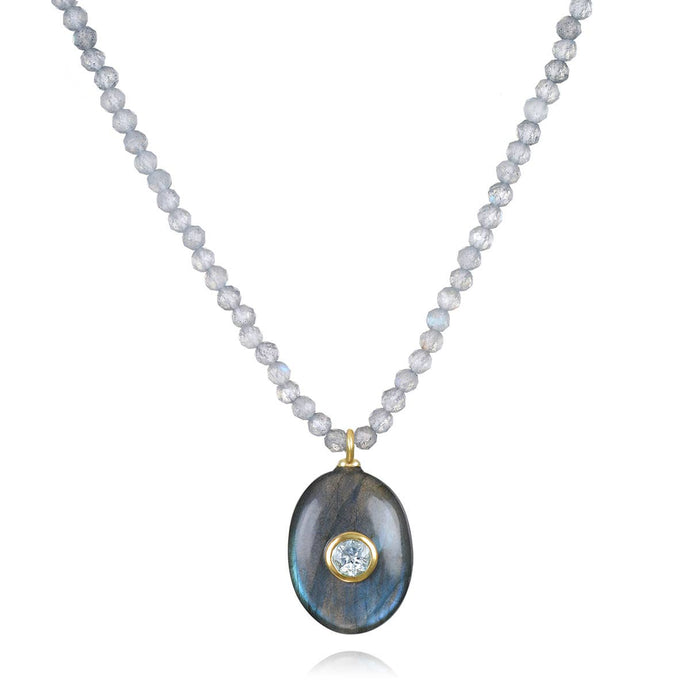 Amelia Rose Jewelry Triple Gemstone Beaded Choker - Labradorite
