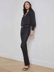 L'AGENCE Selma Coated Bootcut Jean - Noir Coated