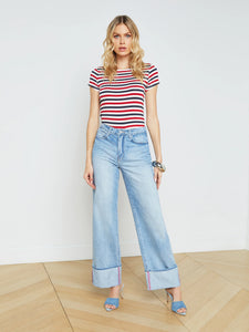 L'Agence Miley Cuffed Wide-Leg Jean - Emerson