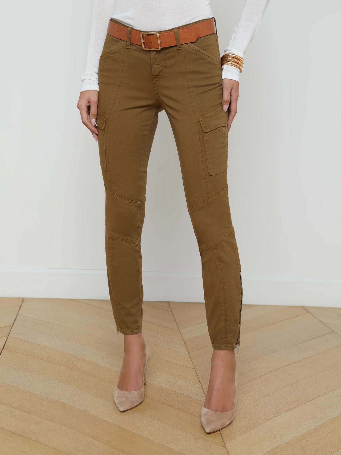 L'Agence Patton Cargo Skinny Pant - Brown Olive