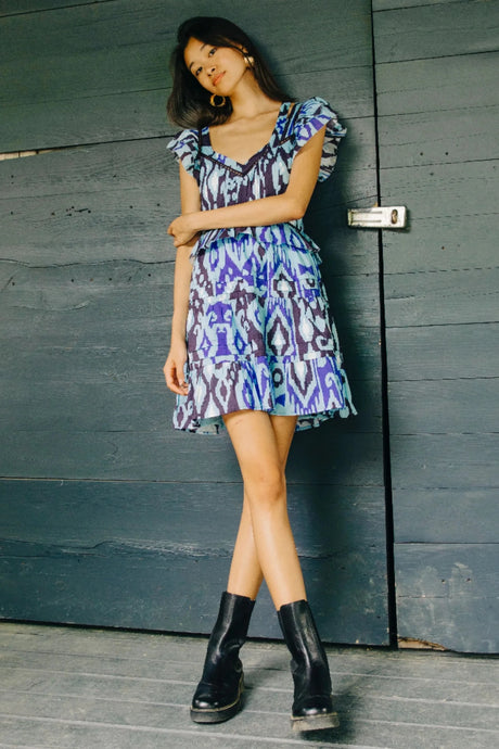 Love the Label Santana Dress - Smoke on the Water Ikat