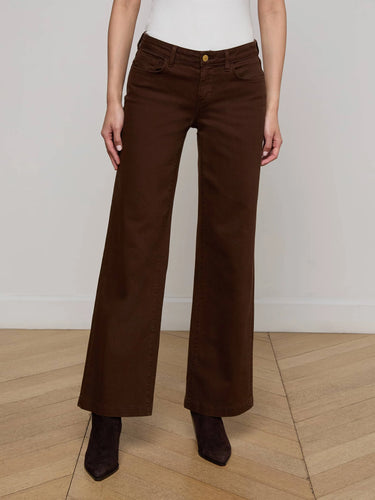 L'Agence Joanne Low-Rise Wide-Leg Jean - Brown
