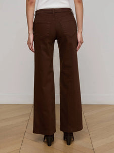 L'Agence Joanne Low-Rise Wide-Leg Jean - Brown