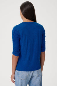 Goldie Ruched Half Sleeve Tee - Limoges